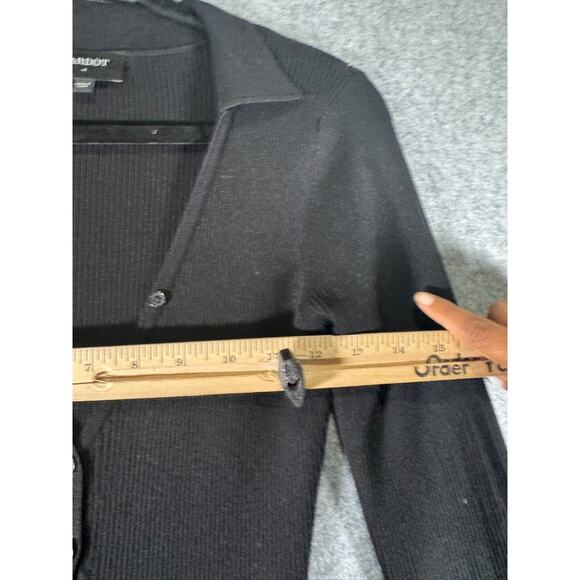 Bardot Dress Women Medium Black Long Sleeve Midi Ribbed Knit Bodycon Stretch‎ - Picture 5 of 8